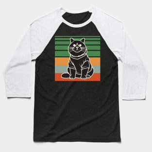 Vintage Cute Cat Wearing Hoddie Baseball T-Shirt